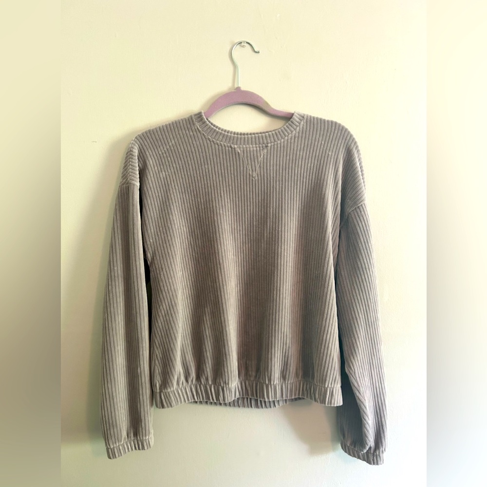 Ribbed Velour Crew Neck